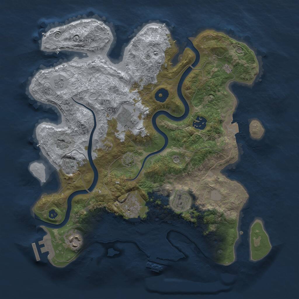 Rust Map: Procedural Map, Size: 3300, Seed: 5212201, 12 Monuments