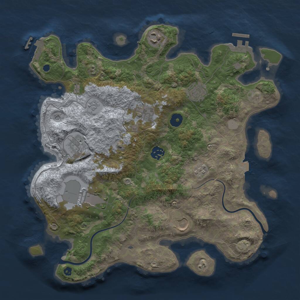 Rust Map: Procedural Map, Size: 3500, Seed: 1856432901, 14 Monuments