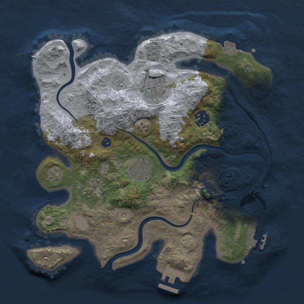 Rust Map: Procedural Map, Size: 3000, Seed: 48854, 11 Monuments