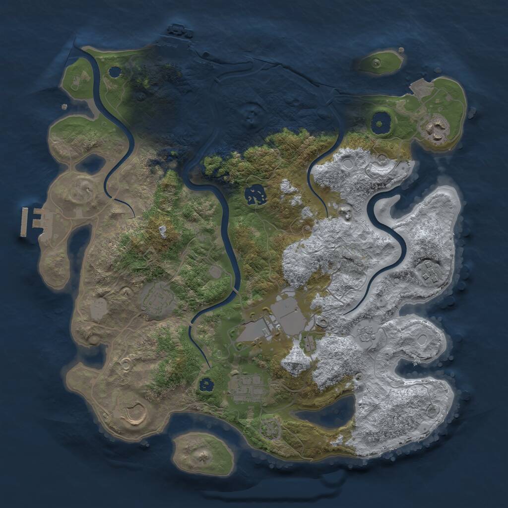 Rust Map: Procedural Map, Size: 3500, Seed: 1653025424, 13 Monuments