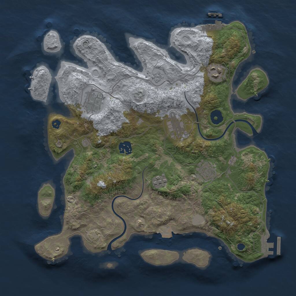 Rust Map: Procedural Map, Size: 3300, Seed: 2095622140, 11 Monuments