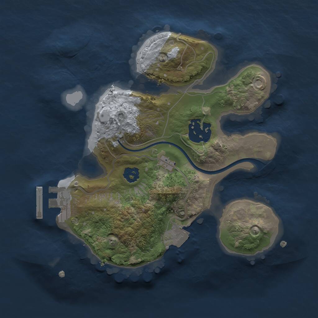 Rust Map: Procedural Map, Size: 2000, Seed: 2106951263, 3 Monuments