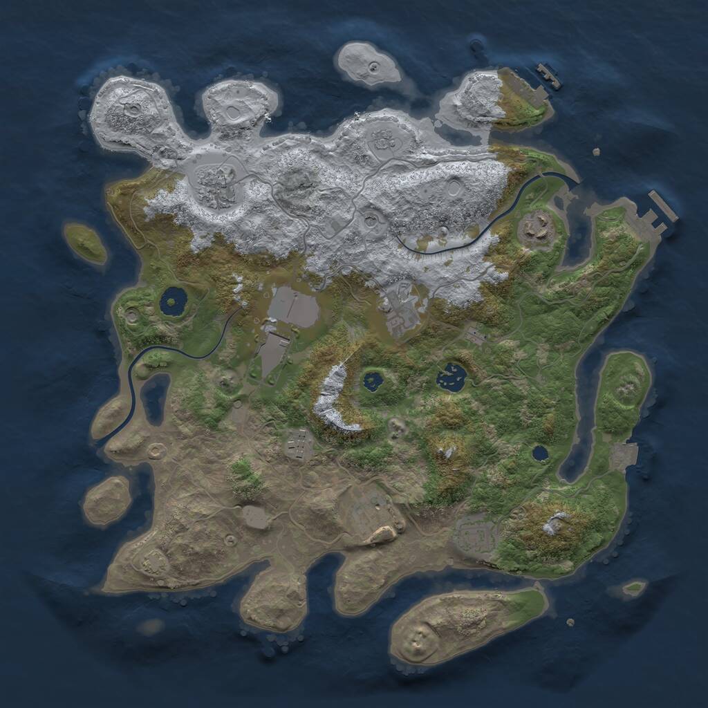 Rust Map: Procedural Map, Size: 3750, Seed: 44782922, 14 Monuments