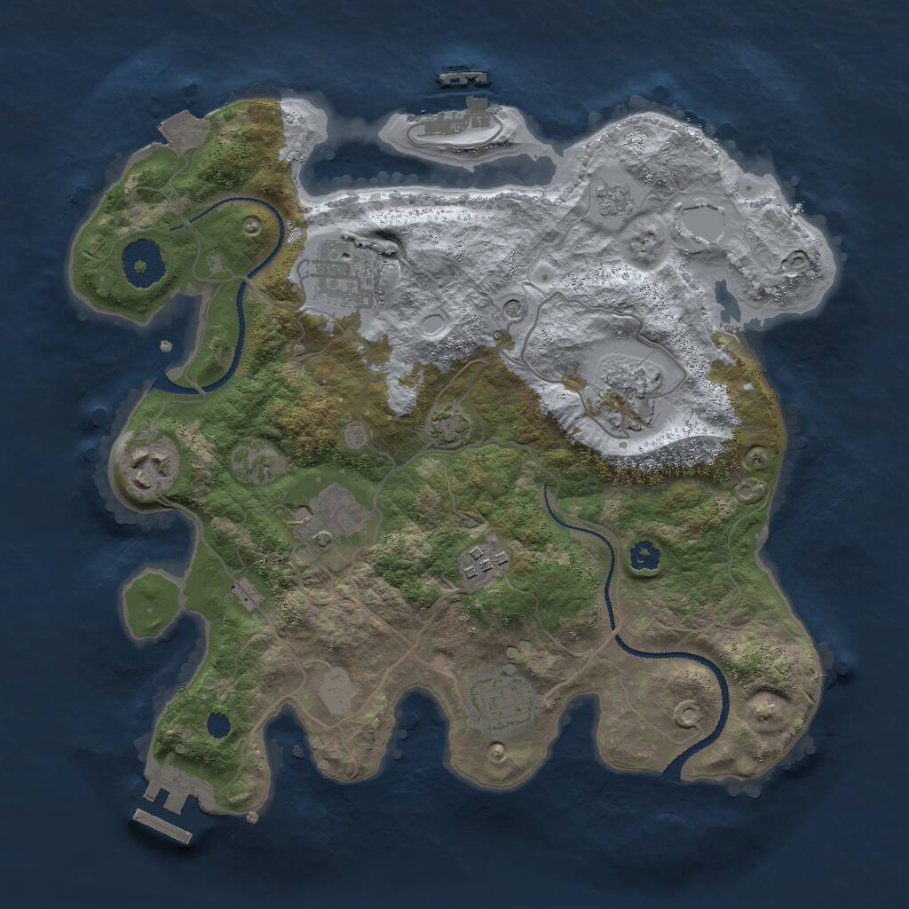 Rust Map: Procedural Map, Size: 3000, Seed: 600662373, 12 Monuments