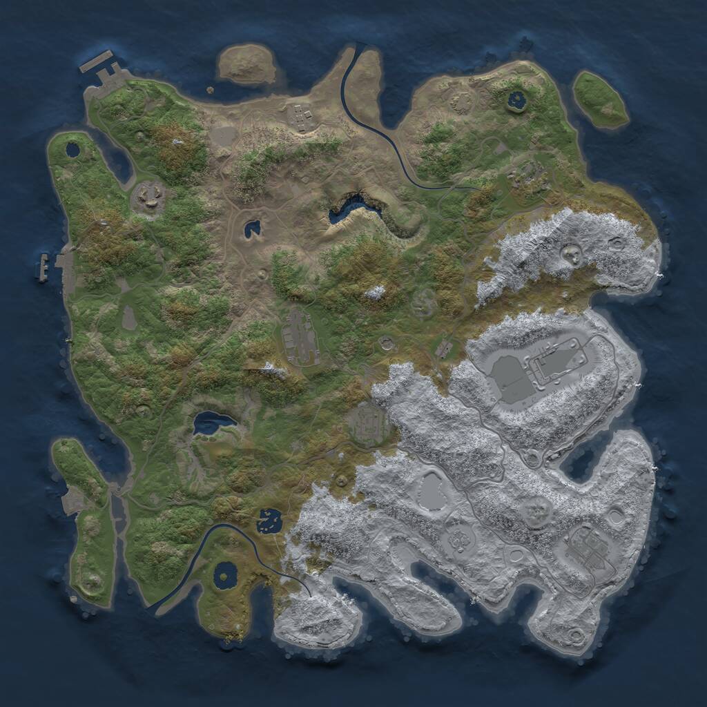 Rust Map: Procedural Map, Size: 4000, Seed: 655511995, 14 Monuments