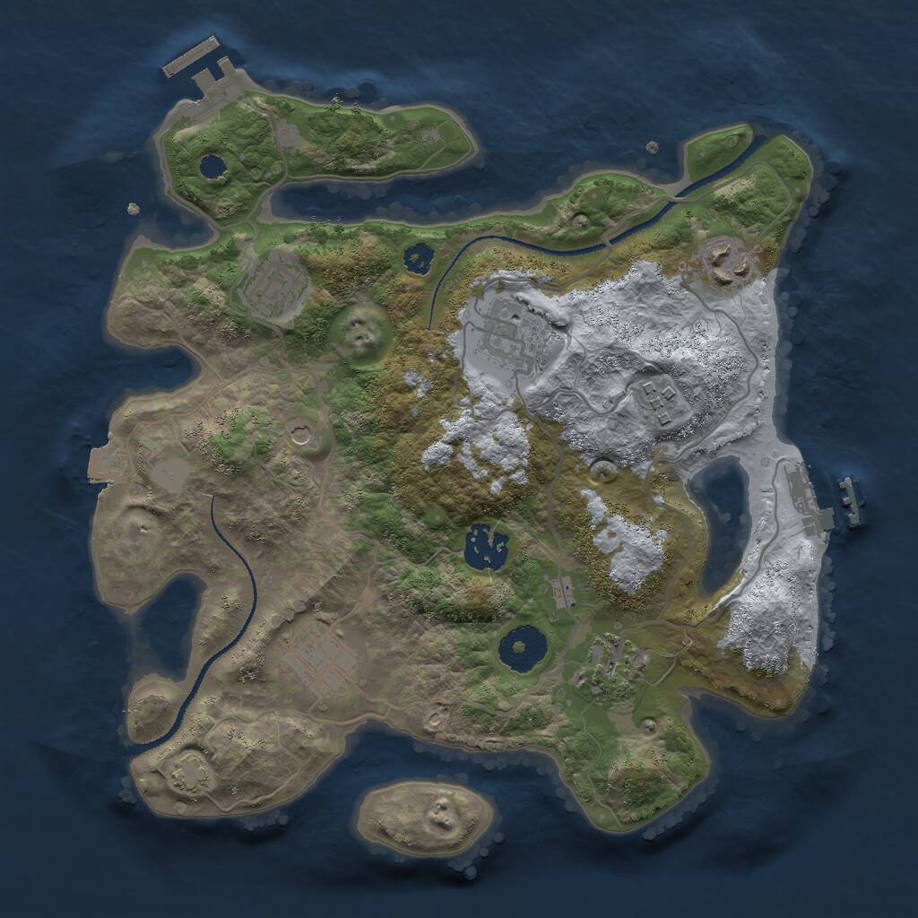 Rust Map: Procedural Map, Size: 3000, Seed: 9130846, 12 Monuments
