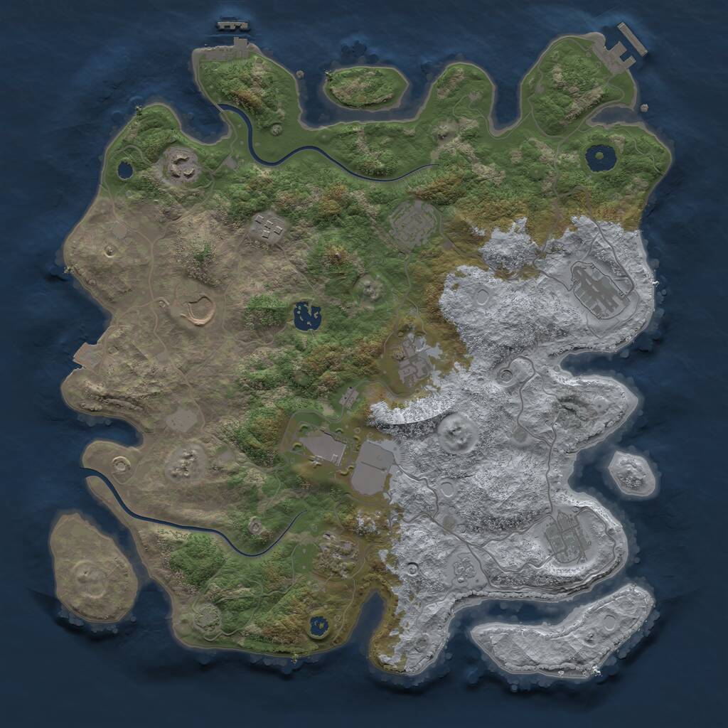 Rust Map: Procedural Map, Size: 3750, Seed: 705295135, 16 Monuments