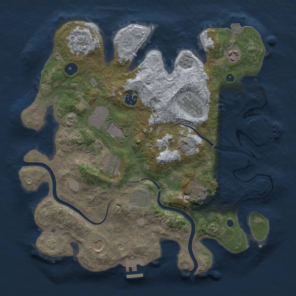 Rust Map: Procedural Map, Size: 3600, Seed: 2075487373, 16 Monuments
