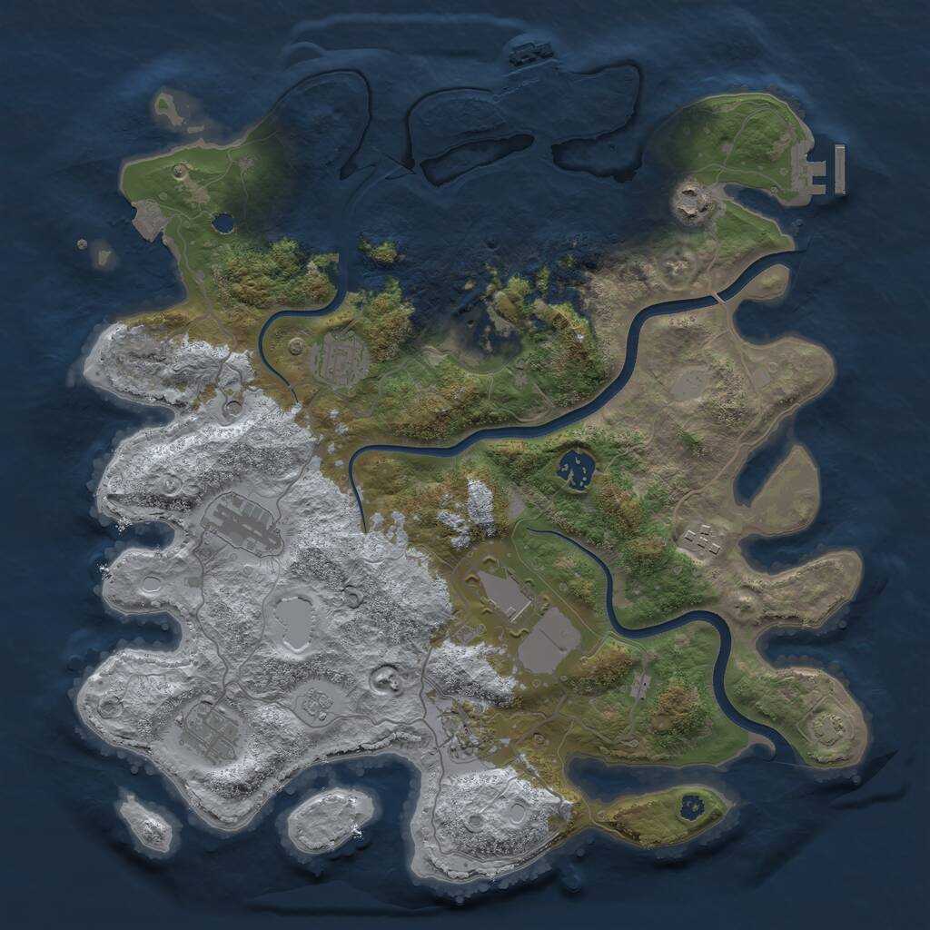 Rust Map: Procedural Map, Size: 3750, Seed: 1708668230, 15 Monuments