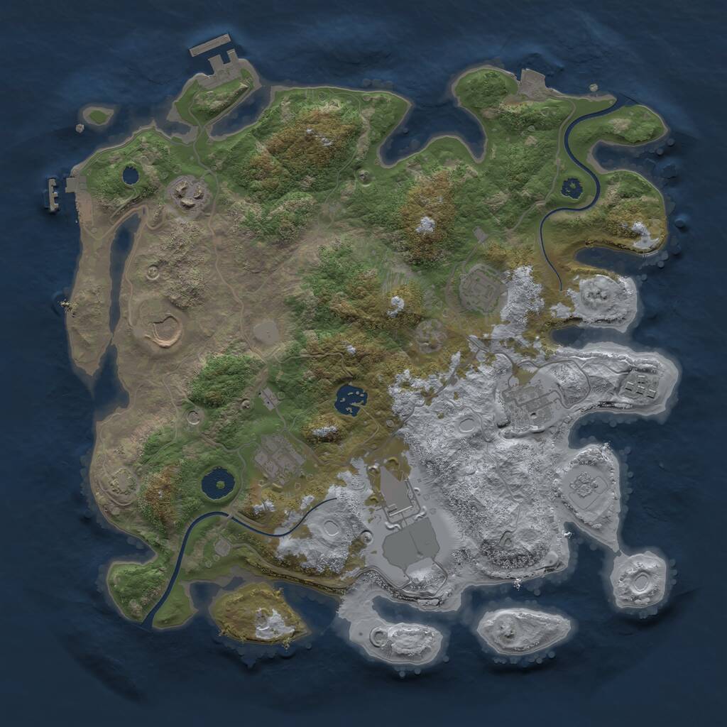 Rust Map: Procedural Map, Size: 3500, Seed: 508075569, 14 Monuments
