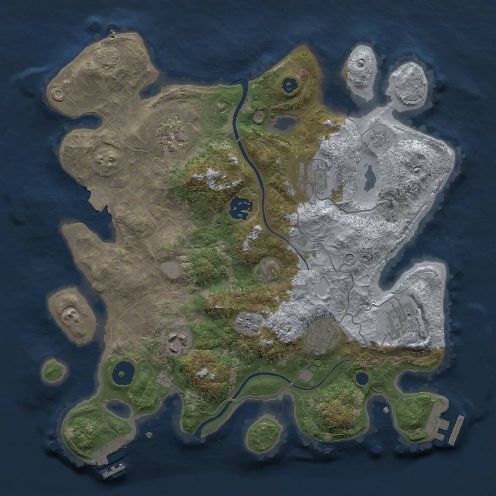 Rust Map: Procedural Map, Size: 3250, Seed: 669530990, 13 Monuments