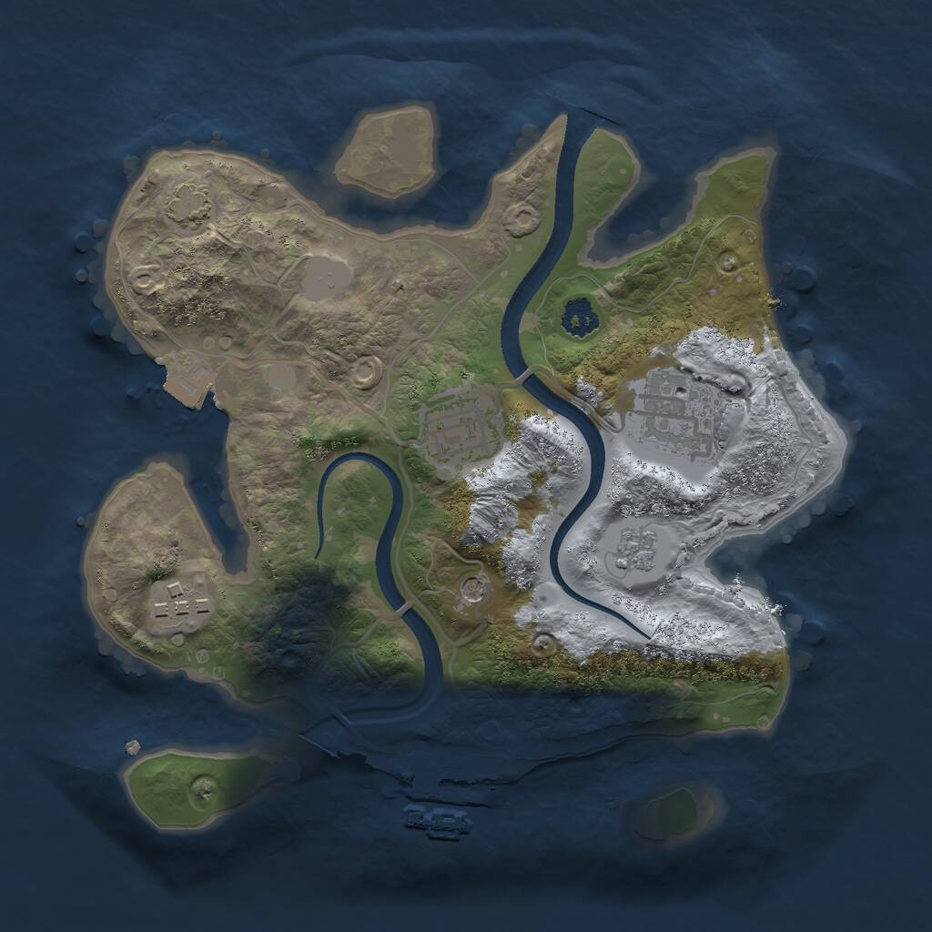 Rust Map: Procedural Map, Size: 2500, Seed: 915270265, 8 Monuments