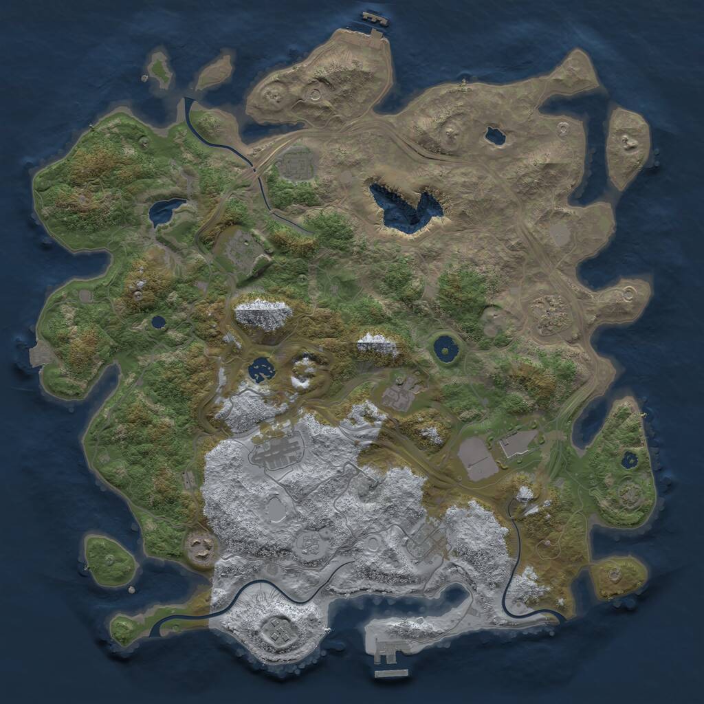 Rust Map: Procedural Map, Size: 4250, Seed: 1927680629, 16 Monuments