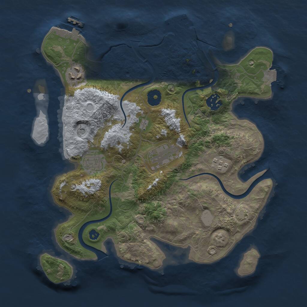 Rust Map: Procedural Map, Size: 3000, Seed: 2072734622, 10 Monuments