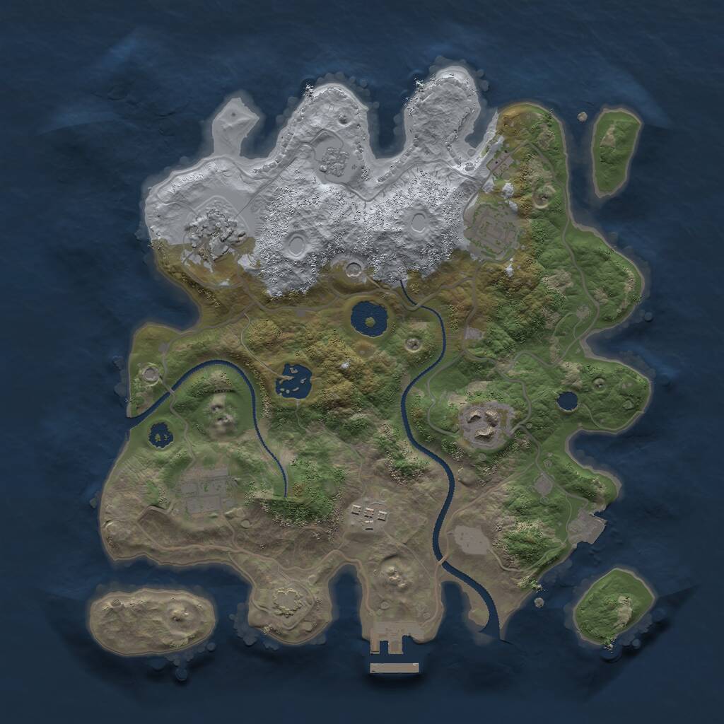 Rust Map: Procedural Map, Size: 3000, Seed: 3858, 11 Monuments