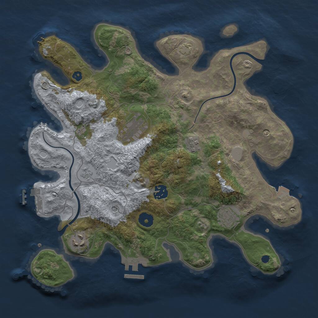 Rust Map: Procedural Map, Size: 3250, Seed: 2038290604, 11 Monuments