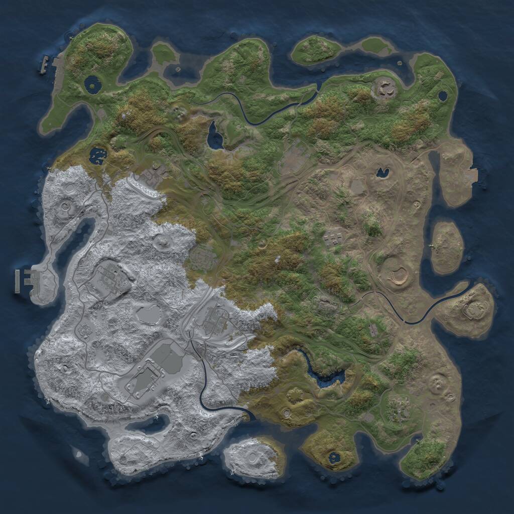Rust Map: Procedural Map, Size: 4400, Seed: 996539558, 17 Monuments