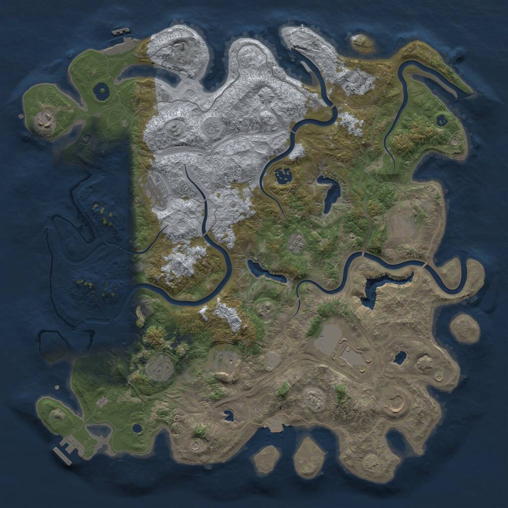 Rust Map: Procedural Map, Size: 4500, Seed: 2139425487, 16 Monuments