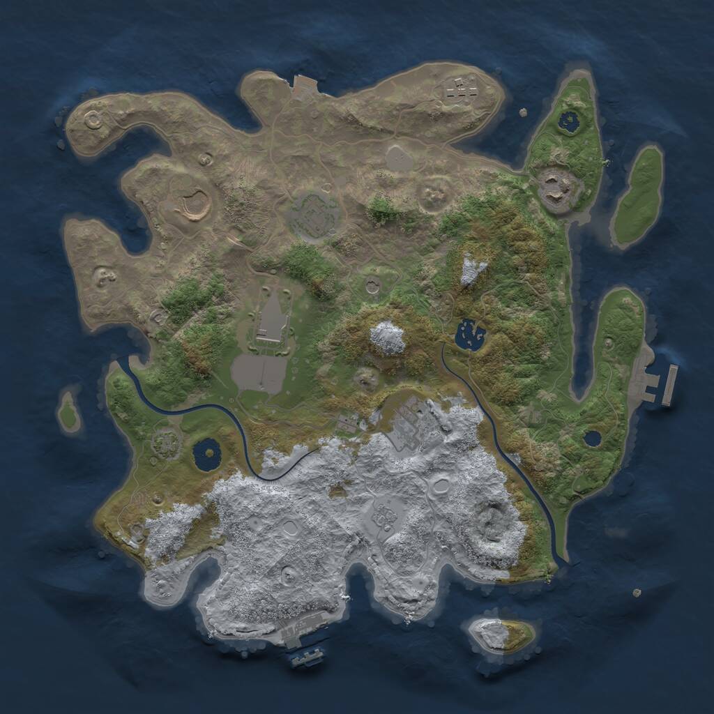 Rust Map: Procedural Map, Size: 3500, Seed: 2100208051, 13 Monuments