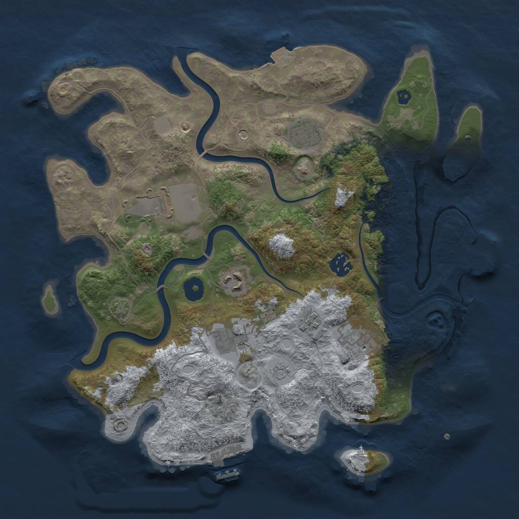 Rust Map: Procedural Map, Size: 3500, Seed: 2100208051, 13 Monuments