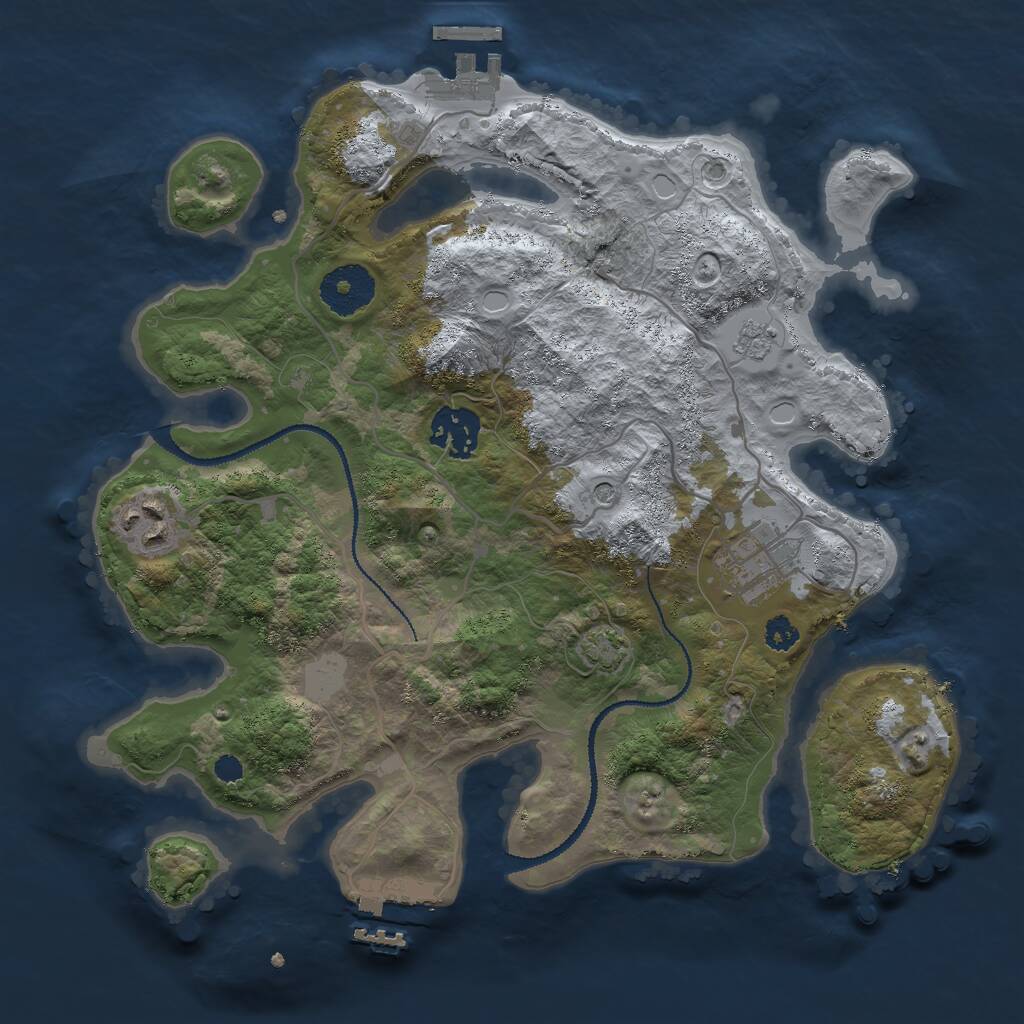 Rust Map: Procedural Map, Size: 3000, Seed: 28169, 9 Monuments