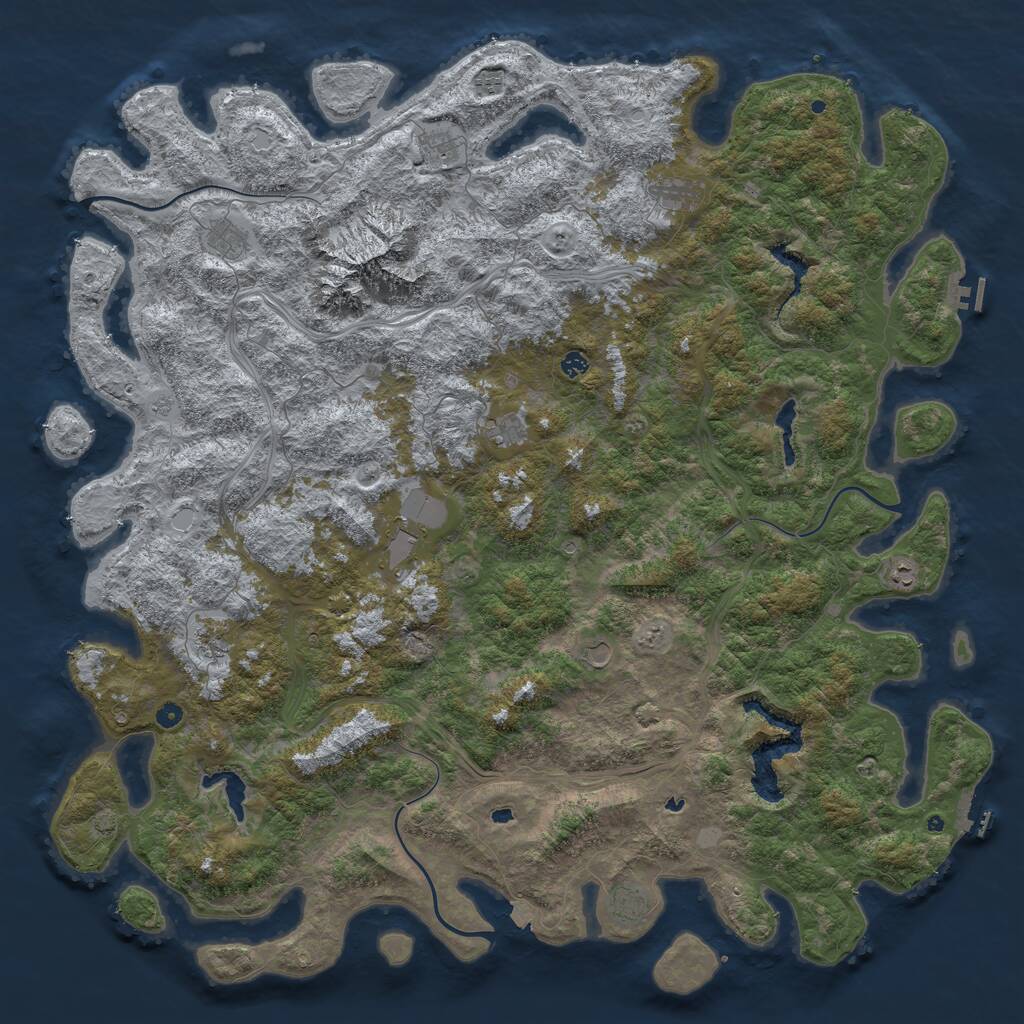 Rust Map: Procedural Map, Size: 6000, Seed: 358258510, 17 Monuments