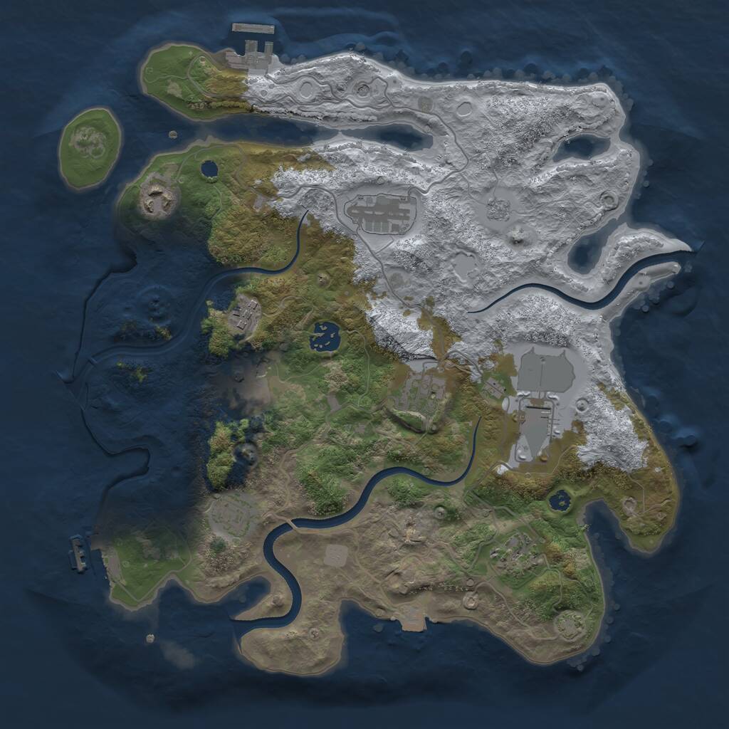 Rust Map: Procedural Map, Size: 3500, Seed: 1263737284, 15 Monuments