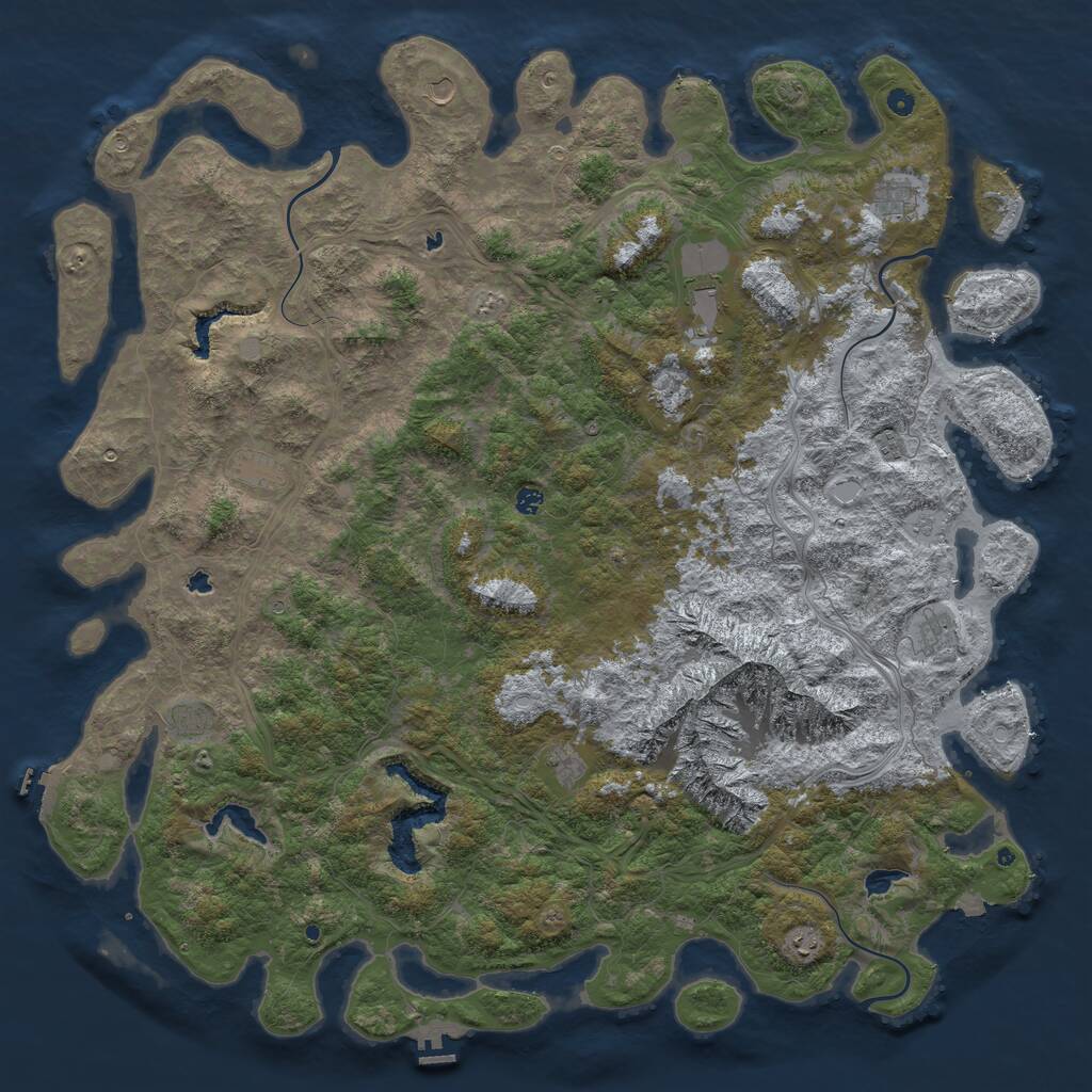 Rust Map: Procedural Map, Size: 6000, Seed: 501056804, 17 Monuments