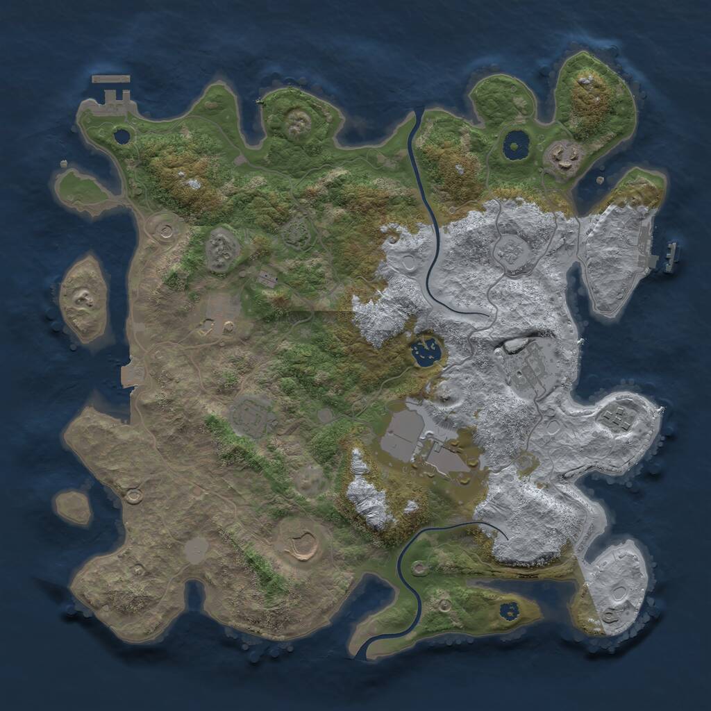 Rust Map: Procedural Map, Size: 3750, Seed: 241335028, 14 Monuments