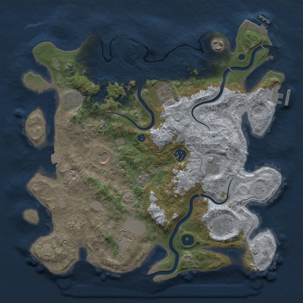 Rust Map: Procedural Map, Size: 3750, Seed: 241335028, 16 Monuments