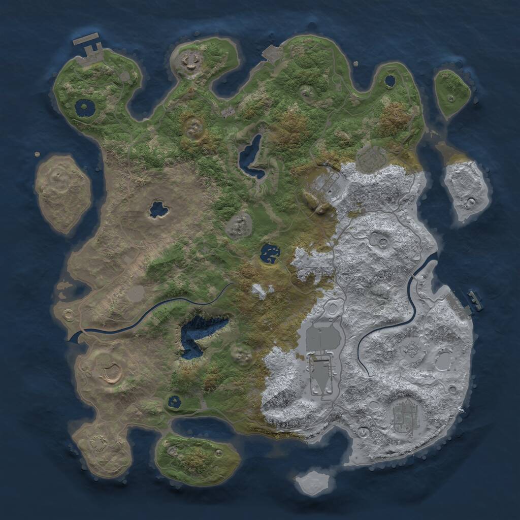 Rust Map: Procedural Map, Size: 4000, Seed: 728438369, 13 Monuments