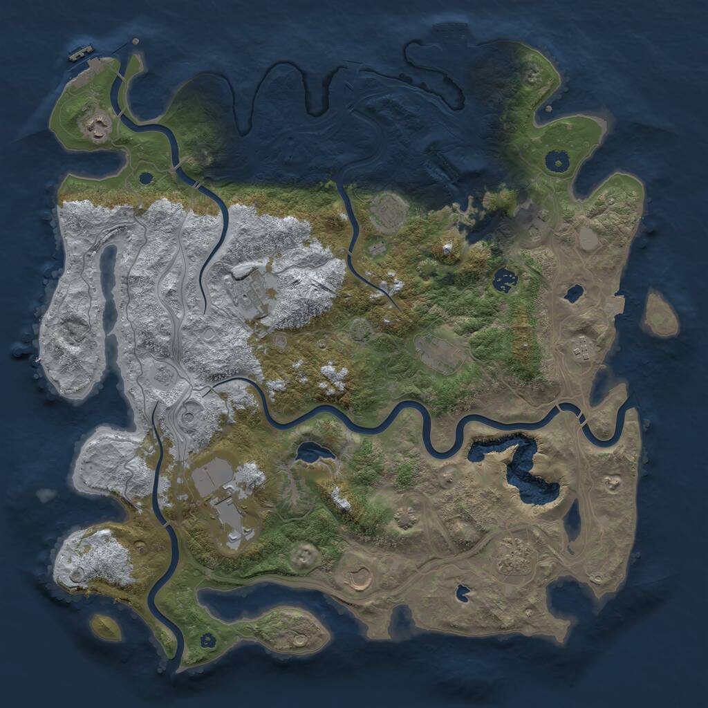 Rust Map: Procedural Map, Size: 4500, Seed: 2035774447, 16 Monuments