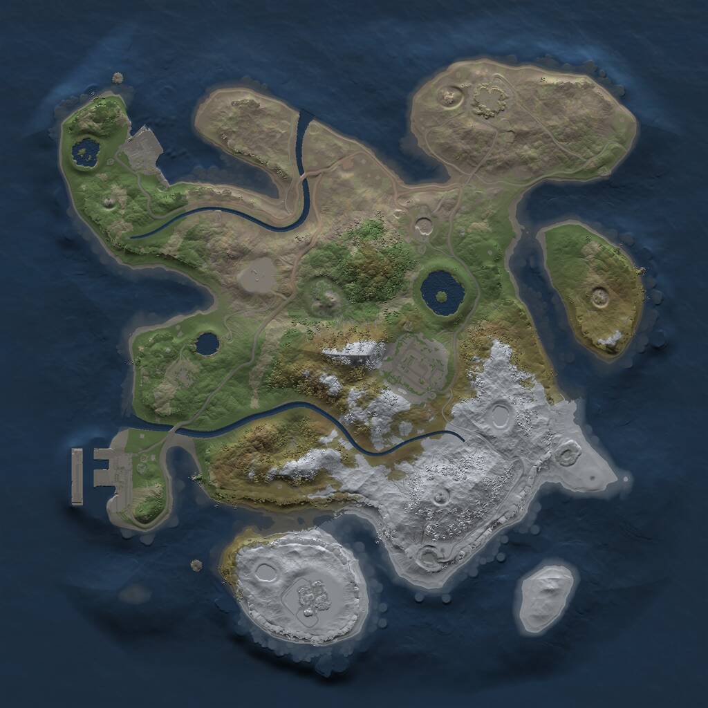 Rust Map: Procedural Map, Size: 2500, Seed: 1293082487, 6 Monuments