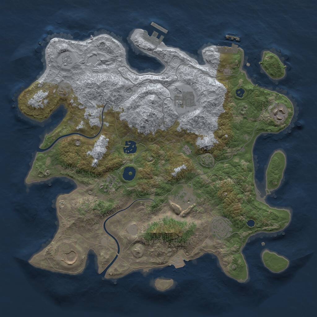 Rust Map: Procedural Map, Size: 3500, Seed: 1993020767, 13 Monuments