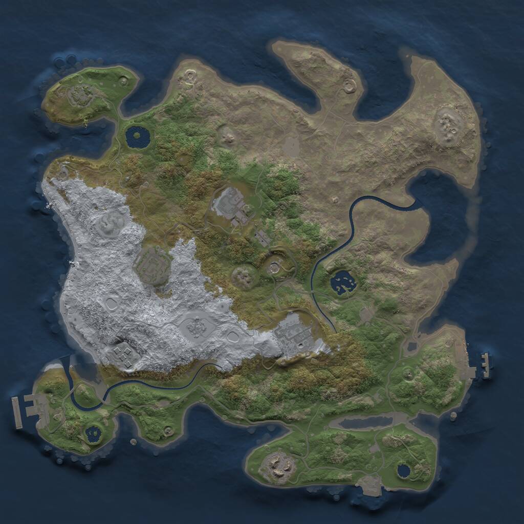 Rust Map: Procedural Map, Size: 3300, Seed: 8896376, 12 Monuments