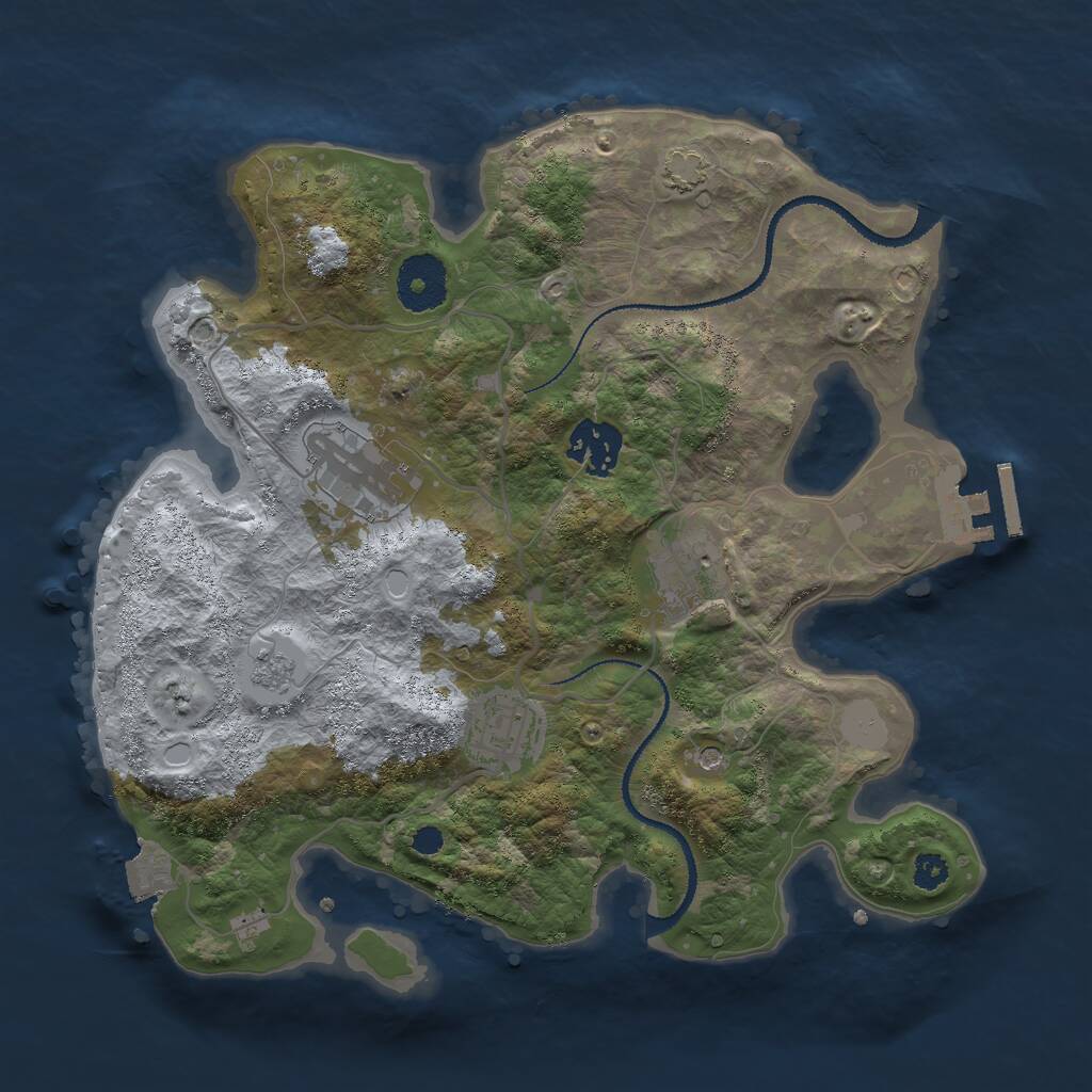 Rust Map: Procedural Map, Size: 3000, Seed: 390883552, 9 Monuments