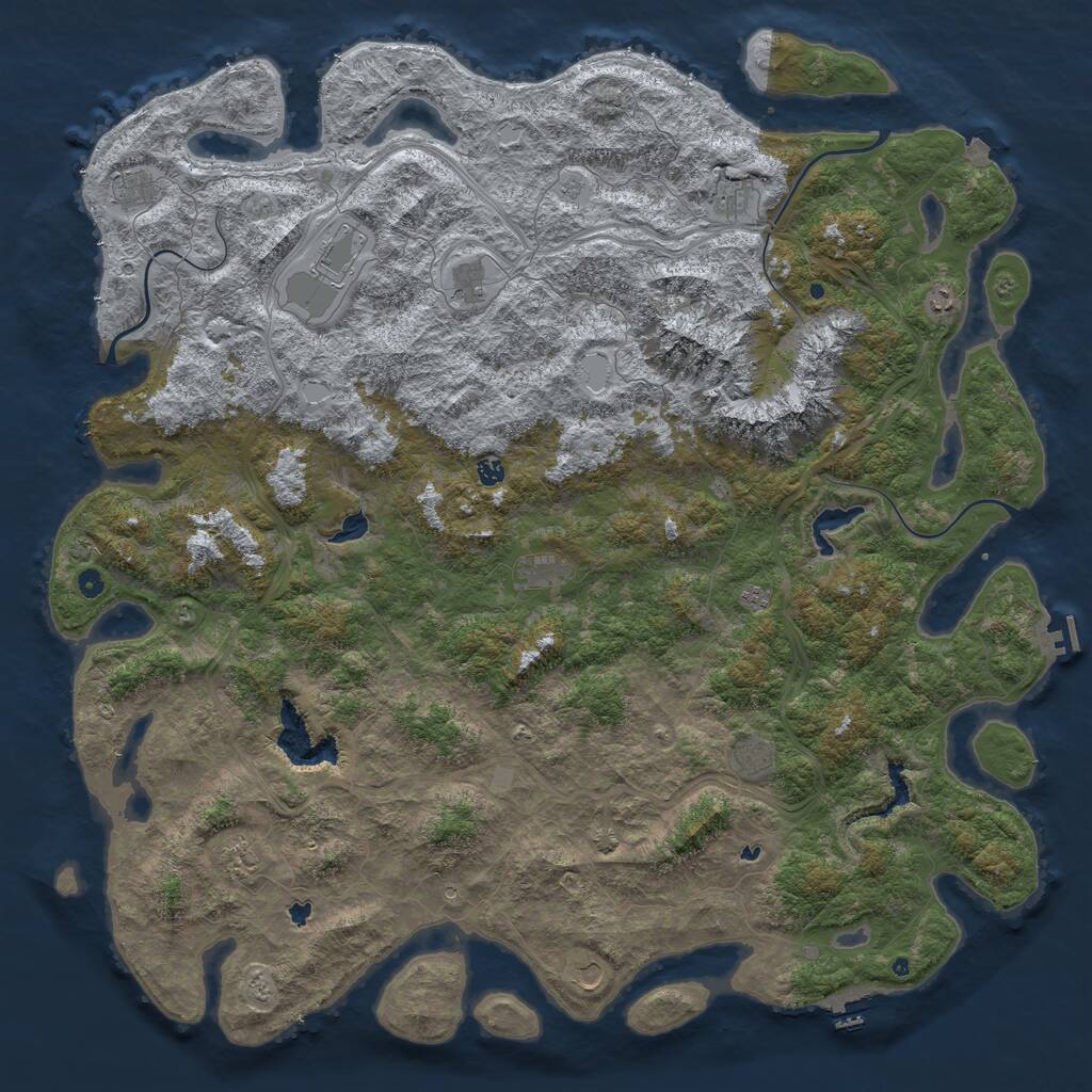 Rust Map: Procedural Map, Size: 6000, Seed: 739528235, 17 Monuments