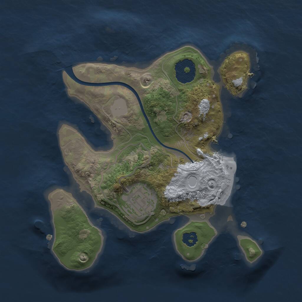 Rust Map: Procedural Map, Size: 2000, Seed: 1627998715, 2 Monuments