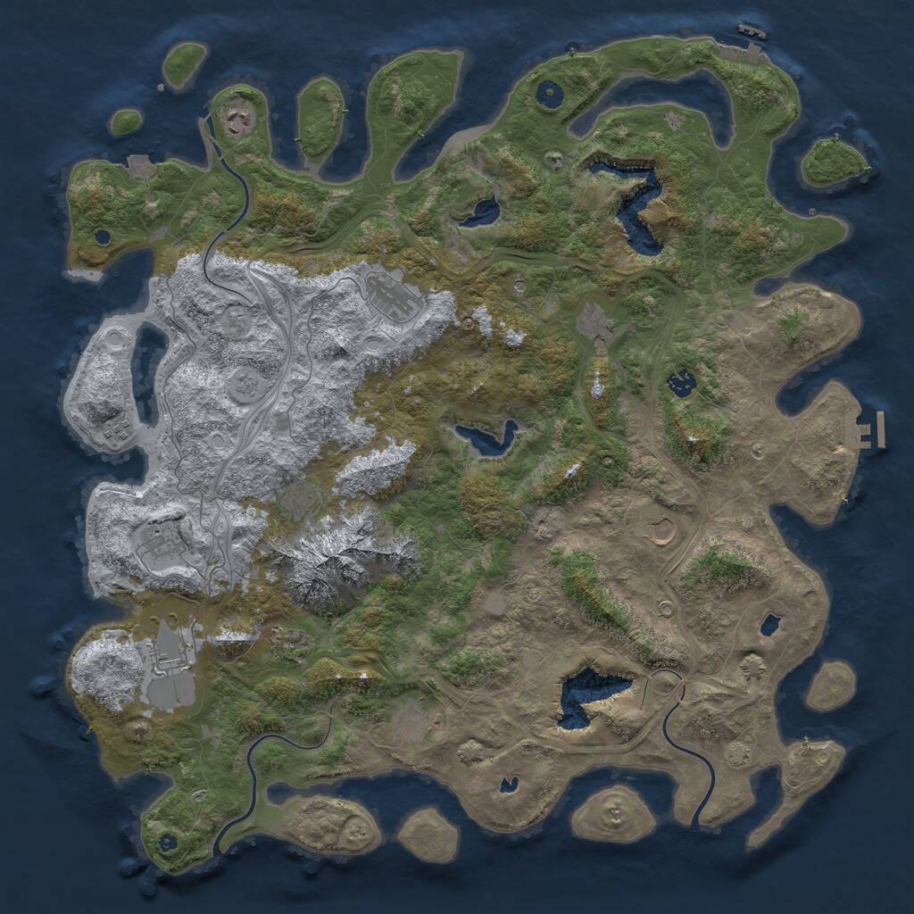 Rust Map: Procedural Map, Size: 5000, Seed: 1856432901, 17 Monuments