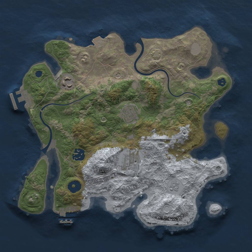 Rust Map: Procedural Map, Size: 3000, Seed: 1415858465, 10 Monuments