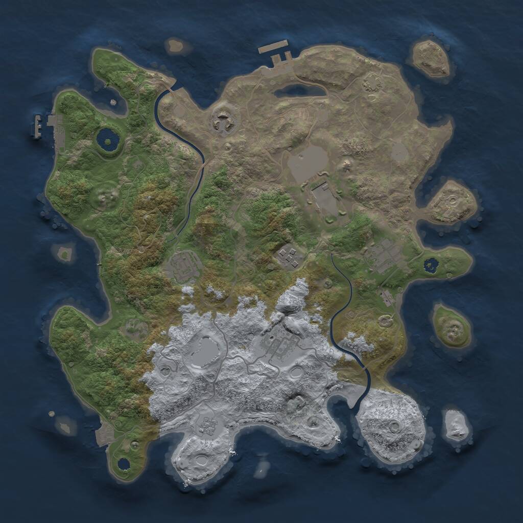 Rust Map: Procedural Map, Size: 3500, Seed: 2232025, 12 Monuments