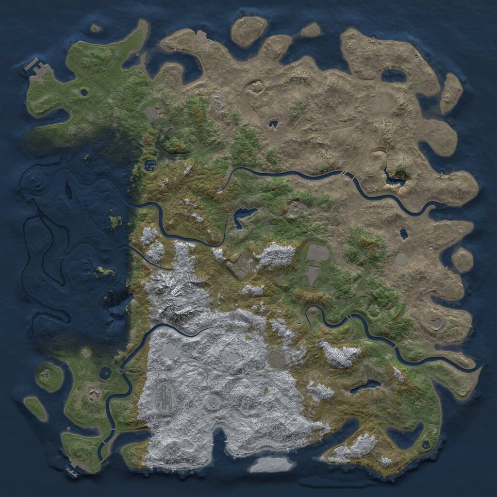 Rust Map: Procedural Map, Size: 6000, Seed: 20000404, 17 Monuments
