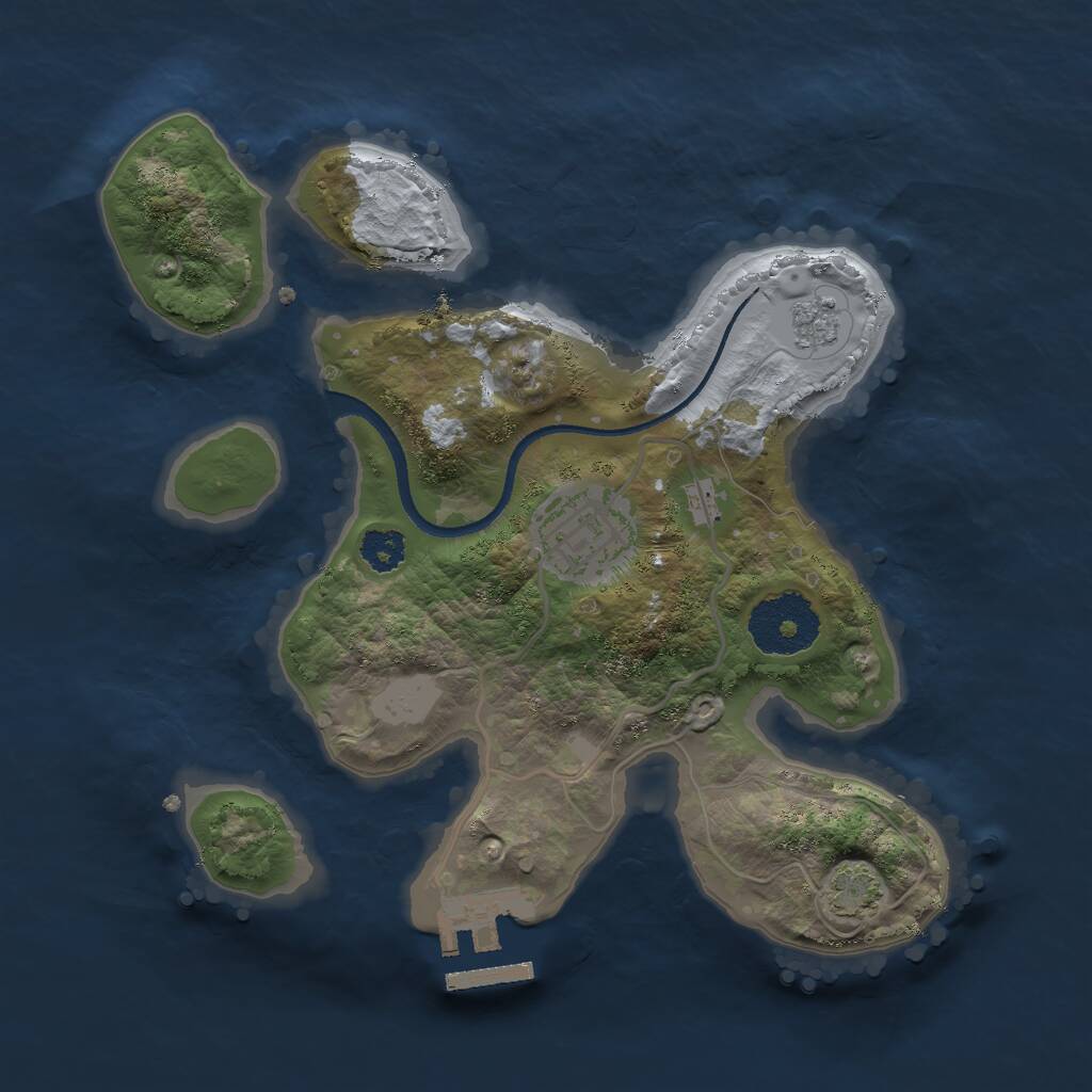 Rust Map: Procedural Map, Size: 2500, Seed: 65323, 5 Monuments