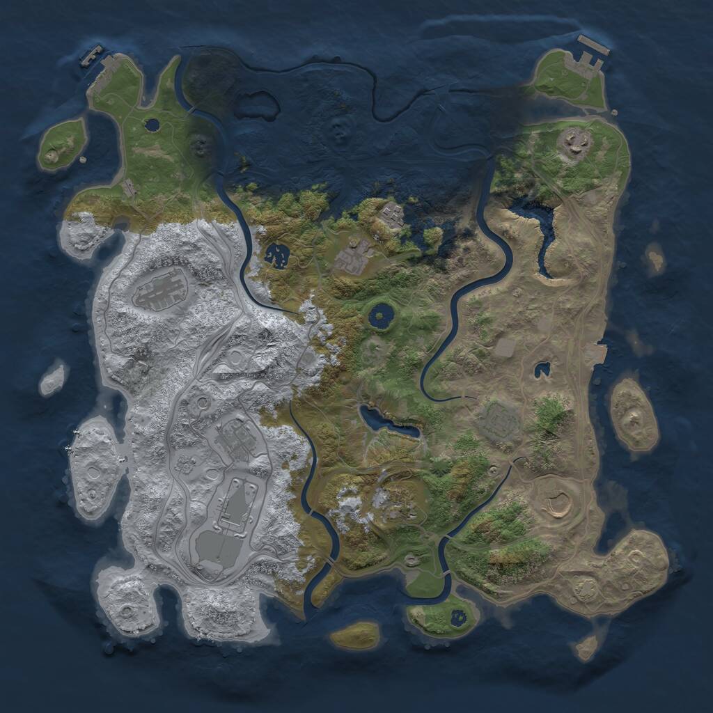 Rust Map: Procedural Map, Size: 4250, Seed: 779414348, 16 Monuments