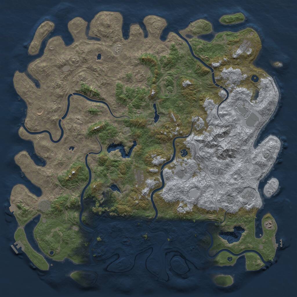 Rust Map: Procedural Map, Size: 6000, Seed: 1245, 17 Monuments