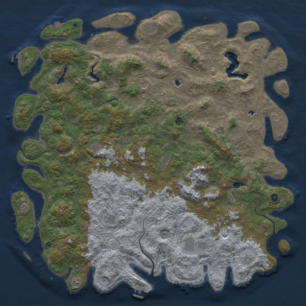 Rust Map: Procedural Map, Size: 6000, Seed: 9853796, 17 Monuments