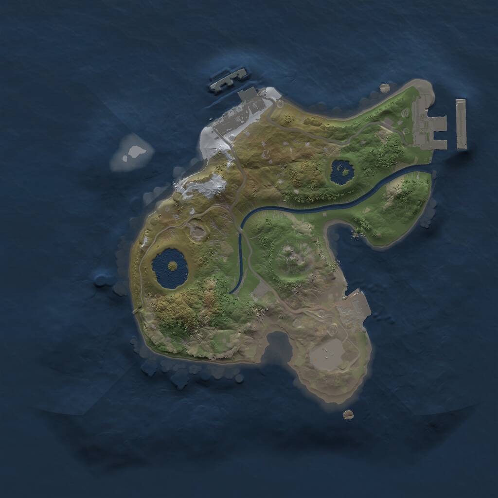 Rust Map: Procedural Map, Size: 2000, Seed: 1222497150, 3 Monuments