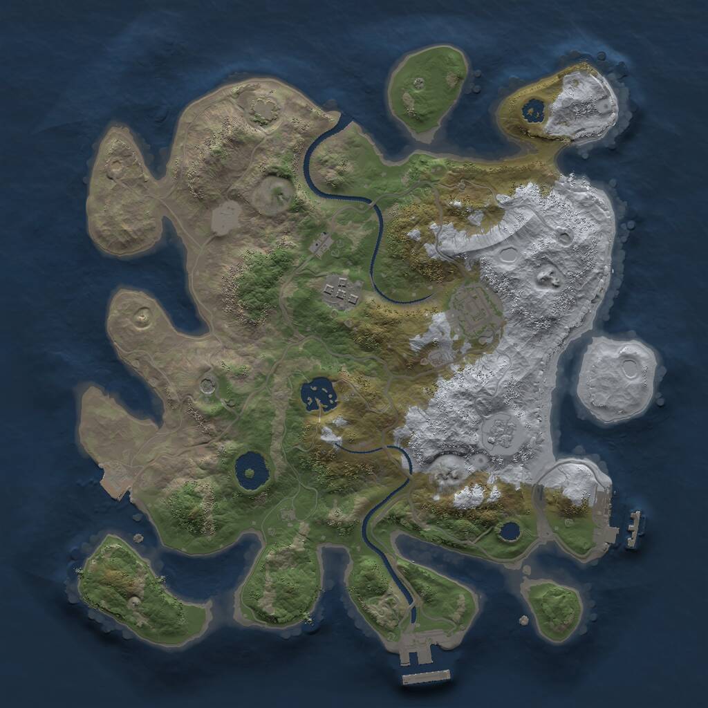 Rust Map: Procedural Map, Size: 3000, Seed: 793759073, 9 Monuments