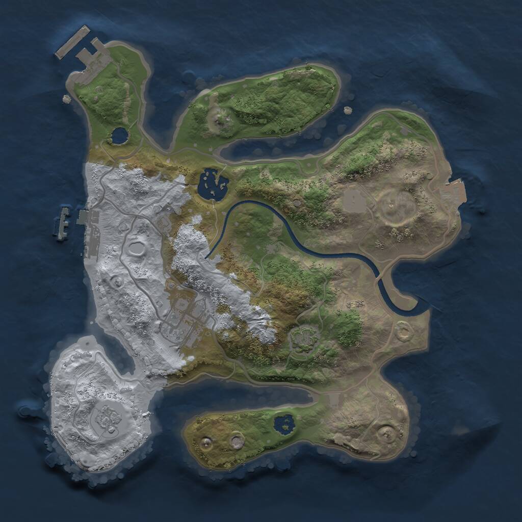 Rust Map: Procedural Map, Size: 2500, Seed: 874029958, 7 Monuments