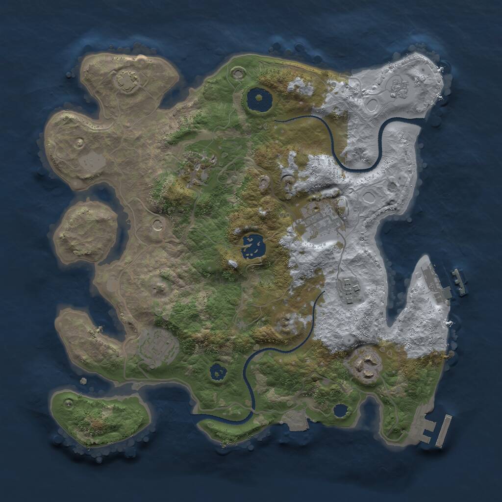 Rust Map: Procedural Map, Size: 3000, Seed: 1487340751, 12 Monuments